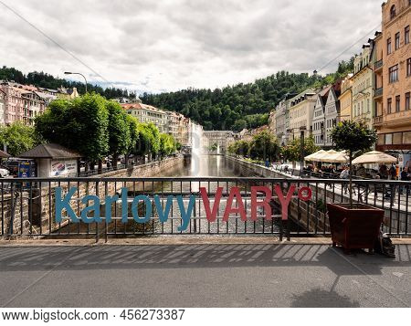 Karlovy Vary, Bohemia, Czech Republic - May 26 2022: The Fontana Vridla Sprudel Or Vridlo Fountain I