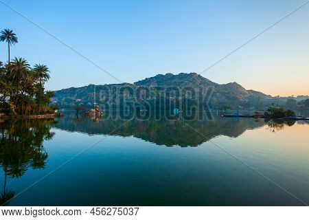 Mount Abu And Nakki Lake Panoramic View. Mount Abu Is A Hill Station In Rajasthan State, India.