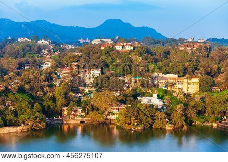 Mount Abu And Nakki Lake Aerial Panoramic View. Mount Abu Is A Hill Station In Rajasthan State, Indi