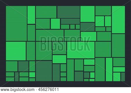 Heat Map Chart. Green Treemap Graph Template.