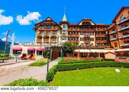 Traditional Local Houses In Wengen Village In The Interlaken District In The Bern Canton Of Switzerl