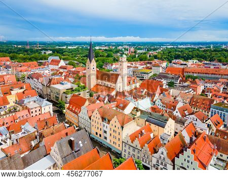 Ingolstadt Old Town Aerial Panoramic View. Ingolstadt Is A City In Bavaria, Germany.