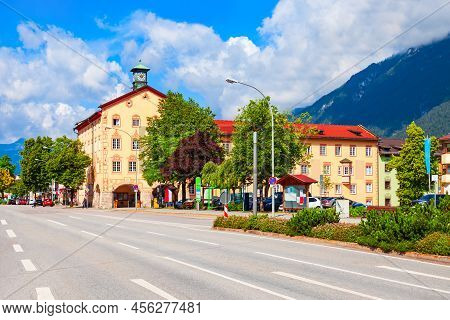 Rathaus Or Town Hall In Garmisch-partenkirchen Or Garmisch Partenkirchen, An Alpine Town In Bavaria,