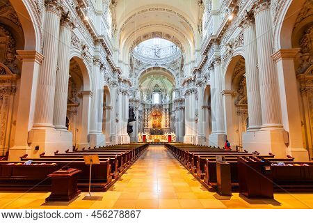 Munich, Germany - July 07, 2021: Theatine Church Of St. Cajetan Or Theatinerkirche Is A Catholic Chu