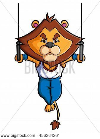 The Lion With The Big Body Is Doing The Pull Up Of Illustration