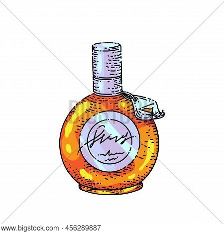 Liquor Bottle Hand Drawn Vector. Alcohol Drink, Retro Glassm Coctail Menu Liquor Bottle Sketch. Isol