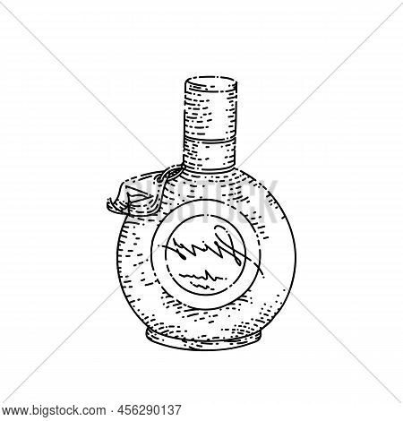 Liquor Bottle Hand Drawn Vector. Alcohol Drink, Retro Glassm Coctail Menu Liquor Bottle Sketch. Isol