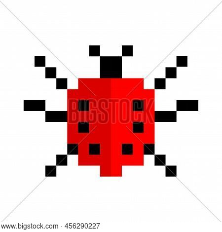 Pixel Bugs In Flat Style. Pixel Bugs For Game Design. Vector Illustration. Stock Image.