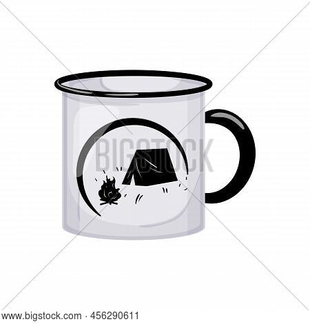 Enamel Camp Cup Cartoon. Enamel Camp Cup Sign. Isolated Symbol Vector Illustration