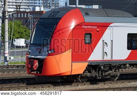 Saint Petersburg, Russia - June 01, 2022: Cabin Of Electric Train Es2g 
