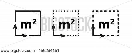 Square Meter Icon. M2 Sign. Flat Area In Square Metres . Measuring Land Area Icon. Place Dimension P