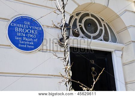 Charles Vyner Brooke Blue Plaque In London