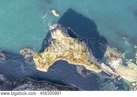 Aerial View Of The Great Pollet Sea Arch, Fanad Peninsula, County Donegal, Ireland