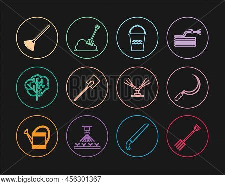 Set Line Garden Pitchfork, Sickle, Bucket, Shovel, Tree, Rake Leaves, Automatic Irrigation Sprinkler