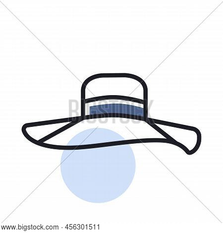 Woman Summer Hat Vector Icon. Girl Beach Sunhat. Summer Sign. Graph Symbol For Travel And Tourism We