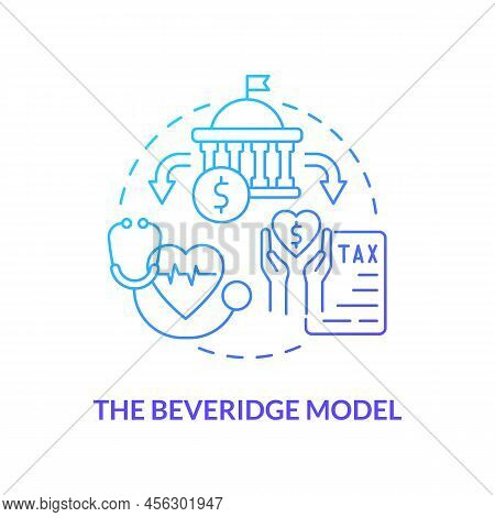 Beveridge Model Blue Gradient Concept Icon. Type Of Healthcare Systems Abstract Idea Thin Line Illus