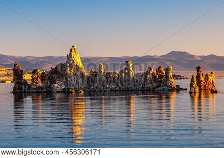 Mono Lake Is A Salty Alkaline Lake In Mono County, California, United States Of America. It Has An A
