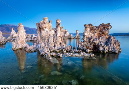 Mono Lake Is A Salty Alkaline Lake In Mono County, California, United States Of America. It Has An A