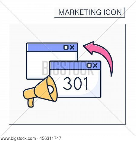 301 Redirect Color Icon. Redirecting Users From One Web Page To Another. Redirect Each Traffic. Mark