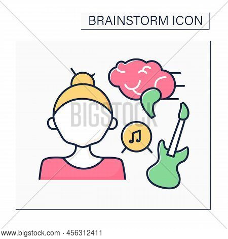 Music Color Icon. Music Inspiration For Better Problem-solving. Play On Guitar For Brain Training.br