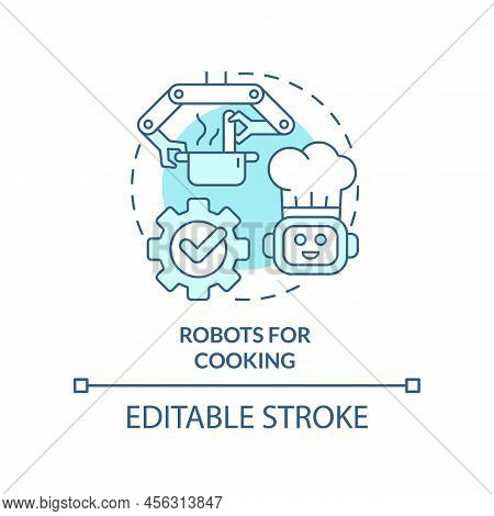Robots For Cooking Turquoise Concept Icon. Successful Restaurant Business Abstract Idea Thin Line Il