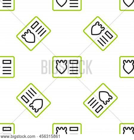 Line Police Badge With Id Case Icon Isolated Seamless Pattern On White Background. Vector