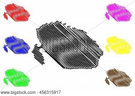 Froson Island (kingdom Of Sweden) Map Vector Illustration, Scribble Sketch Frösön Map