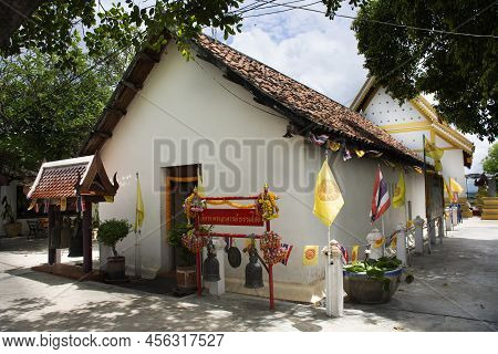Ancient Ordination Hall Or Ubosot For Thai People Traveler Travel Visit And Respect Praying Blessing