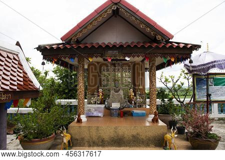 Ancient Small Shrine And Worship For Thai People Travelers Travel Visit And Respect Praying Blessing
