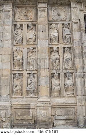 Saint Door Detail Of The Santiago De Compostela  Cathedral In Quintana Square, Santiago De Compostel