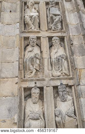 Saint Door Detail Of The Santiago De Compostela  Cathedral In Quintana Square, Santiago De Compostel