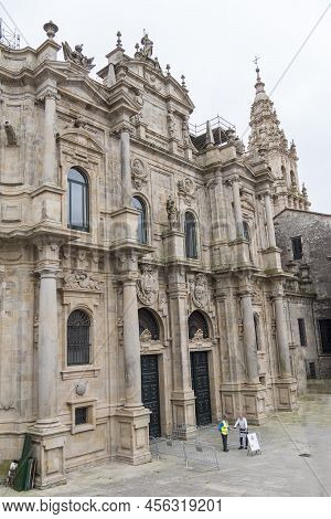 Facade Detail Of Santiago De Compostela  Cathedral In Inmaculada Square, Santiago De Compostela, Spa