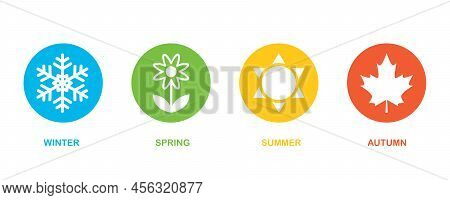 Four Seasons Winter Spring Summe Fall Icon Set
