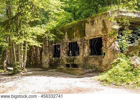 Ruins Of Building In The Wolfs Lair. Former War Headquarters Of Adolf Hitler In Poland