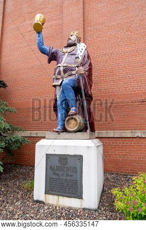 Lacrosse, Wisconsin - June 11, 2022: Gambrinus King Of Beer Statue At The At The City Brewery, Which