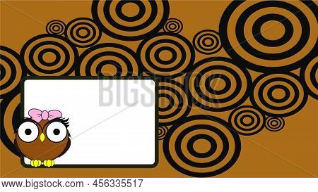 Happy Owl Girl Cartoon Background Illustration In Vector Format