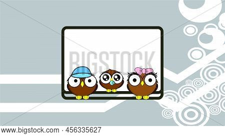 Happy Owl Kids Cartoon Background Illustration In Vector Format