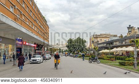 Novi Sad, Serbia - September 21, 2021: Day Life Modene Street City Centre At Cloudy Summer Afternoon