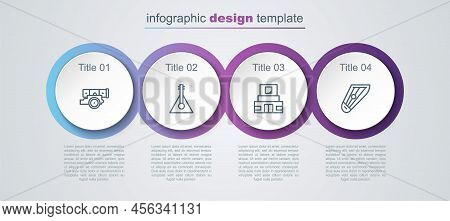 Set Line Cannon, Balalaika, Mausoleum Of Lenin And Kankles. Business Infographic Template. Vector