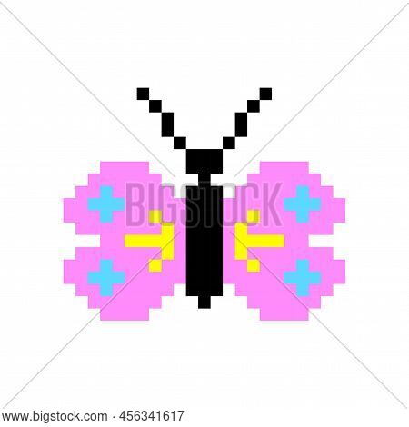 Colorful Pixel Butterfly. Mosaic Vector Illustration. Vector Illustration. Stock Image