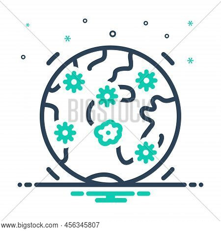Mix Icon For Widespread Bacteria Pandemic Epidemic Influenza Diseases Prevalent Earth Global Virus