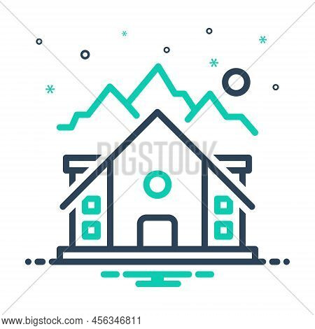 Mix Icon For Lodge Stay Remain Live Bide Live-in Cottage Dormitory Shelter Home House Residence
