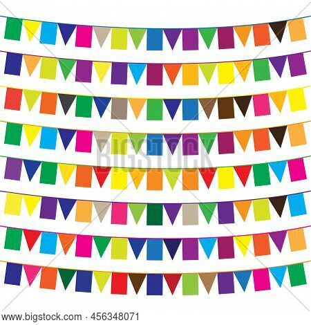Printmulti Color Triangular And Square Flag Vector Background Celebration With Flags And Party And E
