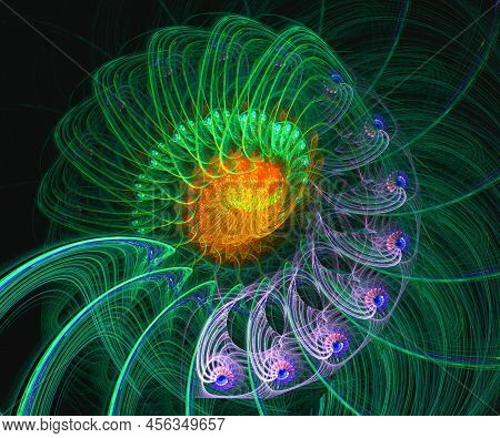 Computer Generated Abstract Colorful Fractal Artwork With The Neverending Spirals