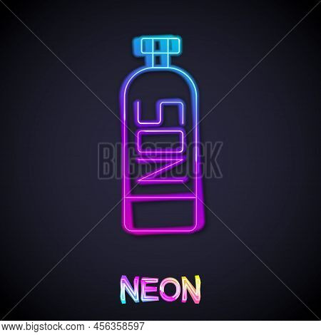 Glowing Neon Line Nitrous Oxide Icon Isolated On Black Background. Vector