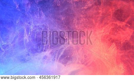 Color Smoke Texture. Ink Water Splash. Ice Fire. Neon Glow Blue Red Purple Explosion Fume Cloud Pain