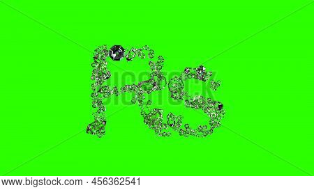 Shining Transparent Brilliants Rupee Symbol On Green Screen, Isolated - Object 3d Illustration