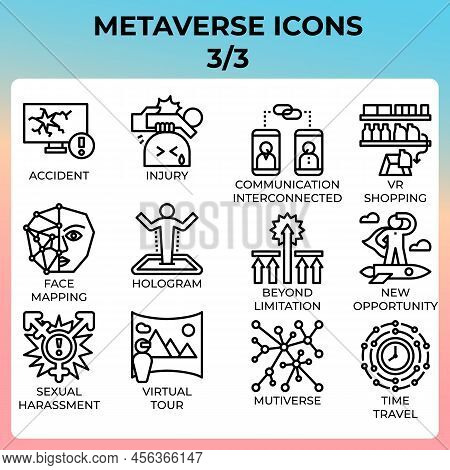 Metaverse Icon Set In Modern Style For Ui, Ux, Web, App, Brochure, Flyer And Presentation Design, Et