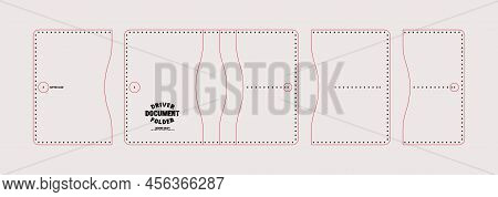 Leather Craft Sewing Pattern For Driver Document Case. Line Punch For Leather 5mm Pitch. Vector Illu