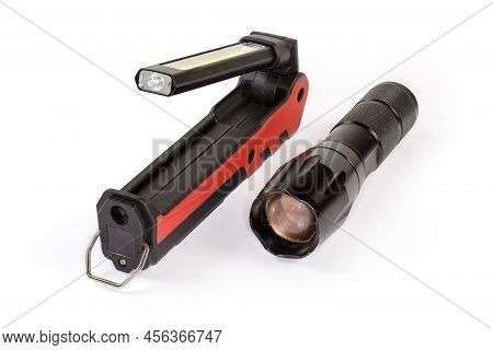 Modern Rechargeable Electric Led Flashlight With Folding Lamp And Tactical Led Flashlight In Black M